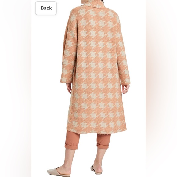 ❌SOLD❌ A New Day Peach & Cream Houndstooth Open Sweater Cardigan Jacket Long - Picture 3 of 10